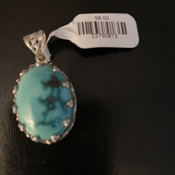 Elegant Turquoise Pendant Necklace, sterling silver. - Picture 4 of 7